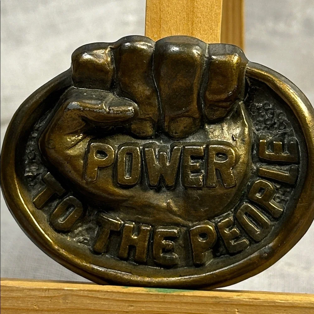 Extremely Rare sculptured Power to the People heavy belt buckle limited